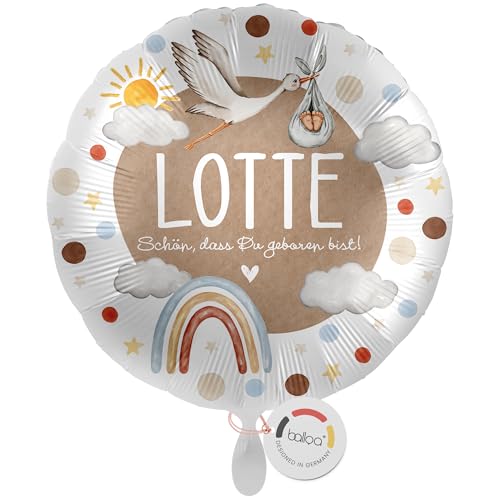 balloa Personalisierter Ballon mit Namen, personalisiertes Geschenk zur Geburt, Helium Ballon Baby, Folienballon mit Regenbogen, Babyparty Dekoration neutral, Luftballon zur Begrüßung, 33cm balloa Personalisierter Ballon mit Namen, personalisiertes Geschenk zur Geburt, Helium Ballon Baby, Folienballon mit Regenbogen, Babyparty Dekoration neutral, Luftballon zur Begrüßung, 33cm von balloa