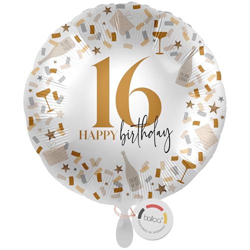 balloa XXL Folienballon 16, großer Helium Ballon zum 16.Geburtstag, Geschenk für Teenager Mädchen oder Jungen, Partydeko für Geburtstag, Folienballon befüllbar mit Helium oder Luft, 53cm balloa XXL Folienballon 16, großer Helium Ballon zum 16.Geburtstag, Geschenk für Teenager Mädchen oder Jungen, Partydeko für Geburtstag, Folienballon befüllbar mit Helium oder Luft, 53cm von balloa