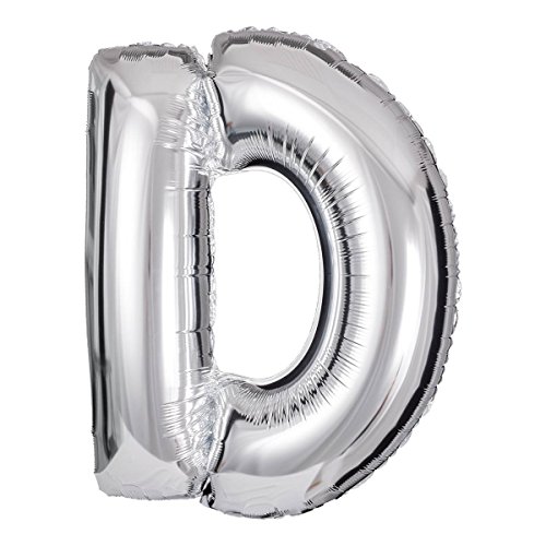 ballonfritz® Ballon Buchstabe D in SILBER - XXL 40"/102cm - Folienballons für Luft oder Helium als Geburtstag, Jubiläum, Hochzeit oder Abschluss Geschenk, Party Dekoration oder Überraschung von ballonfritz