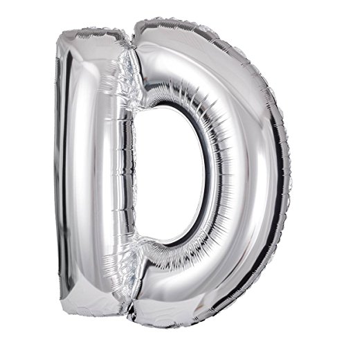 ballonfritz® Ballon Buchstabe D in Silber - XXL 40"/102cm - Folienballons für Luft oder Helium als Geburtstag, Jubiläum, Hochzeit oder Abschluss Geschenk, Party Dekoration oder Überraschung von ballonfritz