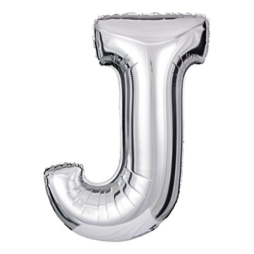 ballonfritz® Ballon Buchstabe J in Silber - XXL 40"/102cm - Folienballons für Luft oder Helium als Geburtstag, Jubiläum, Hochzeit oder Abschluss Geschenk, Party Dekoration oder Überraschung von ballonfritz