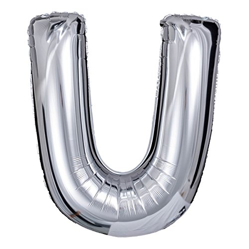 ballonfritz® Ballon Buchstabe U in Silber - XXL 40"/102cm - Folienballons für Luft oder Helium als Geburtstag, Jubiläum, Hochzeit oder Abschluss Geschenk, Party Dekoration oder Überraschung von ballonfritz