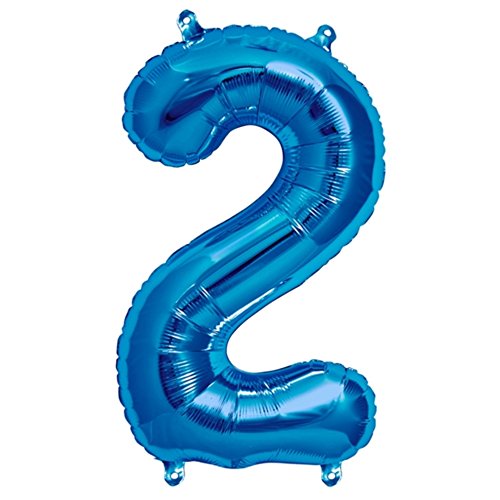 ballonfritz® Ballon Zahl 2 in Blau - XXL 40"/102cm - Folienballons für Luft oder Helium als Geburtstag, Jubiläum, Hochzeit oder Abschluss Geschenk, Party Dekoration oder Überraschung von ballonfritz
