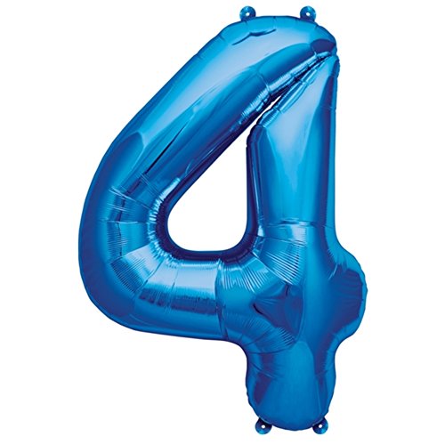 ballonfritz® Ballon Zahl 4 in Blau - XXL 40"/102cm - Folienballons für Luft oder Helium als Geburtstag, Jubiläum, Hochzeit oder Abschluss Geschenk, Party Dekoration oder Überraschung von ballonfritz