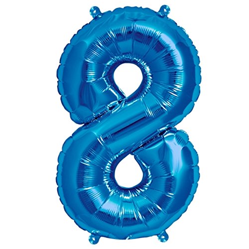 ballonfritz® Ballon Zahl 8 in Blau - XXL 40"/102cm - Folienballons für Luft oder Helium als Geburtstag, Jubiläum, Hochzeit oder Abschluss Geschenk, Party Dekoration oder Überraschung von ballonfritz
