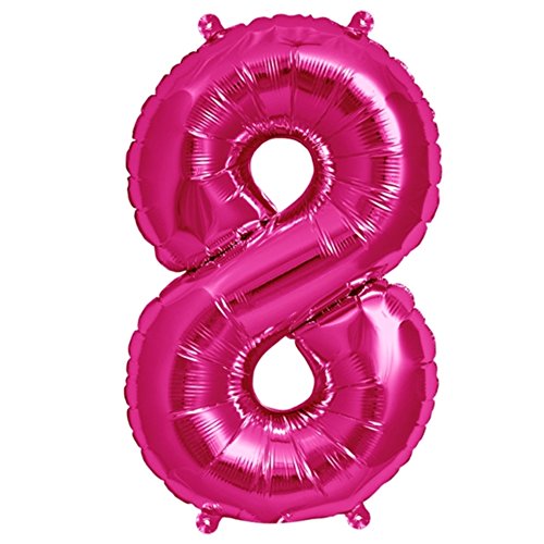 ballonfritz® Ballon Zahl 8 in Pink - XXL 40"/102cm - Folienballons für Luft oder Helium als Geburtstag, Jubiläum, Hochzeit oder Abschluss Geschenk, Party Dekoration oder Überraschung von ballonfritz