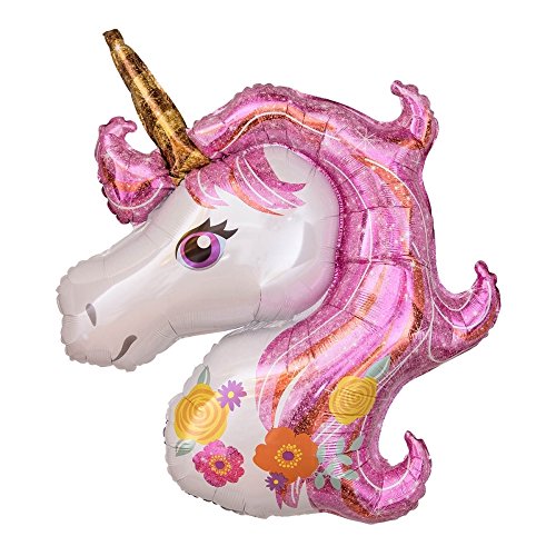 ballonfritz® Einhorn Unicorn Ballon - XXL Rose Riesenballon 90x70x20cm als Geburtstagsgeschenk, Party-Deko oder Überraschung für die Freundin von ballonfritz