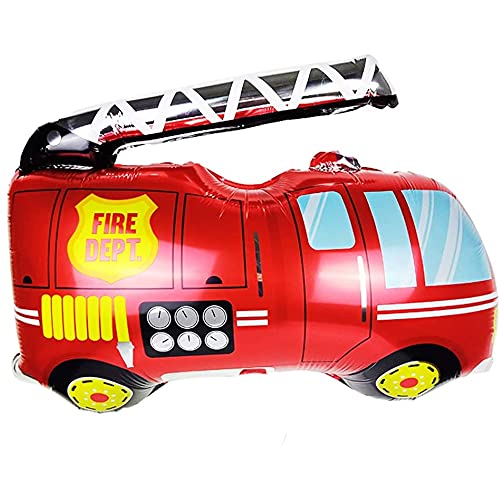 ballonfritz® Feuerwehrauto Ballon - XXL Luftballon 85x80x25cm als Geburtstagsgeschenk, Party-Deko oder Überraschung für den Kindergeburtstag von ballonfritz