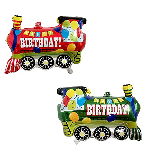 ballonfritz® Happy Birthday Zug Ballon 2er Set - XXL Luftballon 75x60x25cm als Geburtstagsgeschenk, Party-Deko oder Überraschung für den Kindergeburtstag von ballonfritz