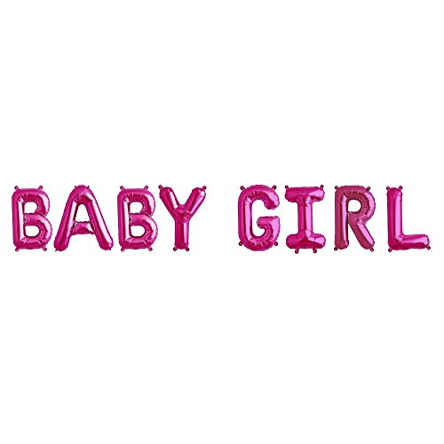 ballonfritz® Luftballon Baby Girl Schriftzug in Pink/Rosa - XXL Folienballons für Luft als Geschenk zur Geburt eines Mädchen, Baby-Shower-Party Deko oder Überraschung von ballonfritz