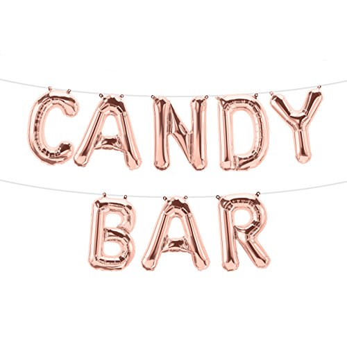 ballonfritz® Luftballon Candy BAR -Schriftzug in Rosegold - XXL Folienballon als Hochzeits Deko, Begrüßung, Party Geschenk, Fotorequisite oder Empfang-Überraschung von ballonfritz