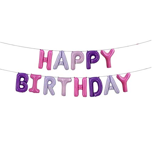 ballonfritz® Luftballon Happy Birthday -Schriftzug in gemischt Rose Rosa Lila - XXL Folienballon als Geburtstags Deko, Begrüßung, Party Geschenk oder Fotorequisite von ballonfritz