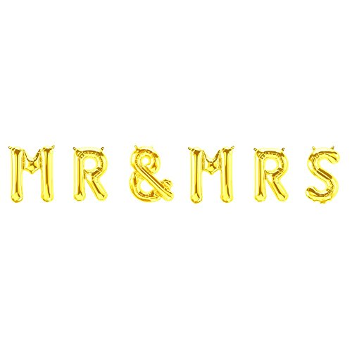ballonfritz® Luftballon MR & MRS Schriftzug-Set in Gold - Folienballons als Hochzeit Geschenk, Party Dekoration oder Überraschung von ballonfritz