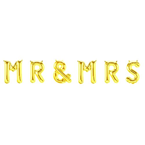 ballonfritz® Luftballon MR & MRS Schriftzug-Set in GOLD - Folienballons als Hochzeit Geschenk, Party Dekoration oder Überraschung von ballonfritz