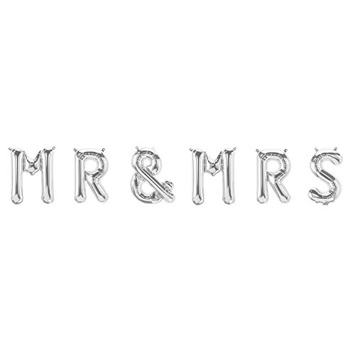 ballonfritz® Luftballon MR & MRS Schriftzug-Set in SILBER - Folienballons als Hochzeit Geschenk, Party Dekoration oder Überraschung von ballonfritz