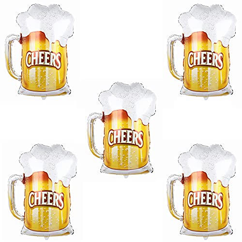 ballonfritz® Luftballon-Set 5x Bierglas - XXL Folienballon als Deko, Begrüßung, Party Geschenk, Fotorequisite oder Frühschoppen-Überraschung von ballonfritz