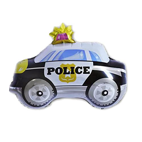 ballonfritz® Polizeiauto Ballon - XXL Police Car Luftballon 65x60x25cm als Geburtstagsgeschenk, Party-Deko oder Überraschung für den Kindergeburtstag von ballonfritz