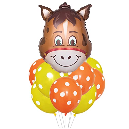 ballonfritz® Tiere Safari Bauernhof Ballon 11 tlg. Set - XXL Pferde Kopf Luftballon 50x35x20cm als Geburtstagsgeschenk, Party-Deko oder Überraschung den Kindergeburtstag von ballonfritz