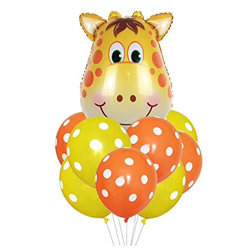 ballonfritz® Tiere Safari Dschungel Ballon 11 tlg. Set - XXL Giraffe Kopf Luftballon 63x46x20cm als Geburtstagsgeschenk, Party-Deko oder Überraschung den Kindergeburtstag von ballonfritz