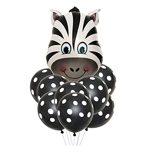 ballonfritz® Tiere Safari Dschungel Ballon 11 tlg. Set - XXL Zebra Kopf Luftballon 65x45x20cm als Geburtstagsgeschenk, Party-Deko oder Überraschung den Kindergeburtstag von ballonfritz
