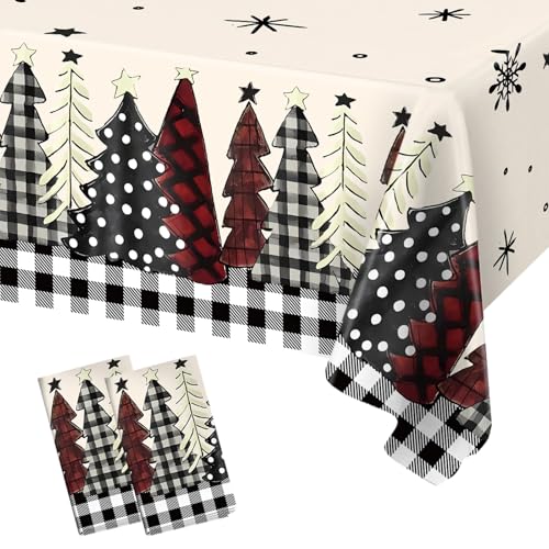 2 Stück Weihnachts Tischdecke, Weiß Rechteck Weihnachten Tischdecke für Tischdekorationen, 220 * 130cm Weihnachts Baum Gray Grid tischdecke für weihnachtsessen Esstische Picknicks Innen Außenbereich von balloon garland