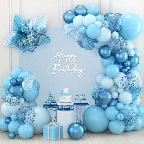 Luftballon Girlande Blau, 110 Stück Blau Ballon Girlande Set mit Blau Konfetti Ballon für Geburtstag Party Dekoration, Babyparty, Willkommen Baby Junge, Taufe, Hochzeit, Abschlussfeiern von balloon garland