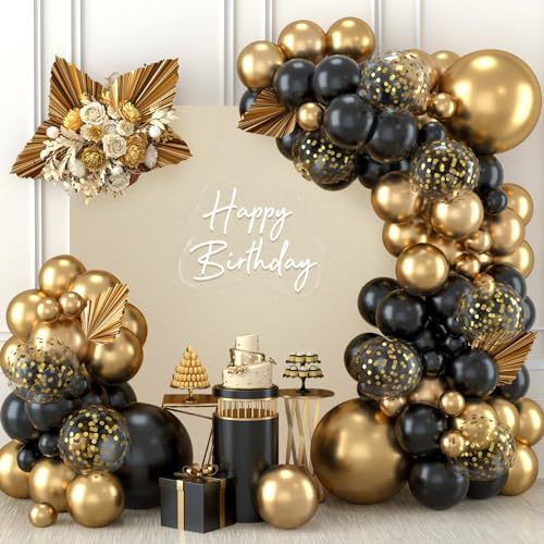 Luftballon Girlande Schwarz Gold, 110 PCS Schwarze Gold Luftballons mit Gold Konfetti Ballons, Ballon Girlande für Geburtstagsdeko, Abschlussfeier, Jubiläum, Ruhestand, Baby Shower, Hochzeit Luftballon Girlande Schwarz Gold, 110 PCS Schwarze Gold Luftballons mit Gold Konfetti Ballons, Ballon Girlande für Geburtstagsdeko, Abschlussfeier, Jubiläum, Ruhestand, Baby Shower, Hochzeit von balloon garland