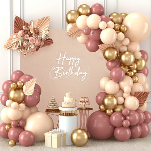 Luftballons Girlande Rosa Gold, 110 Stück Gold Retro Rosa Aprikose Ballons für Mädchen Retro Boho Hochzeit Baby Shower Braut Verlobung Jubiläum Damen Baby Party Geburtstagsdeko von balloon garland