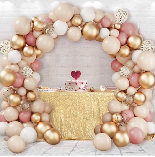 Rosa Gold Luftballons Girlande, 102Stk Aprikose Rosa Nude Weiß balloon Girlande Set mit Gold Konfetti Ballons für Mädchen Frau Geburtstag Party Dekoration, Verlobung, Babyparty, Brautparty, Hochzeit von balloon garland