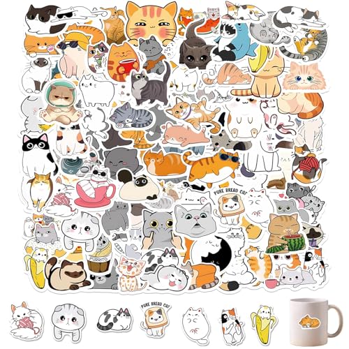 100 Stück Katzen Sticker,Niedliche Katzen Aufkleber,Kawaii Sticker,Katzensticker,Cat Stickers,für Scrapbooking Laptop Gepäck Skateboard von banjiabb