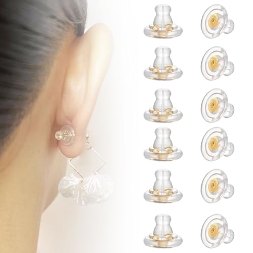 12 Stück Ohrstecker Verschluss Silikon,Ohrring Stopper Ohrstecker Schnalle,hypoallergener Silikon-Ersatz für Ohrstecker,Universal Ohrring Stopper Silikon Ohrringverschlüsse für Ohrstecker/hängende 12 Stück Ohrstecker Verschluss Silikon,Ohrring Stopper Ohrstecker Schnalle,hypoallergener Silikon-Ersatz für Ohrstecker,Universal Ohrring Stopper Silikon Ohrringverschlüsse für Ohrstecker/hängende von banjiabb