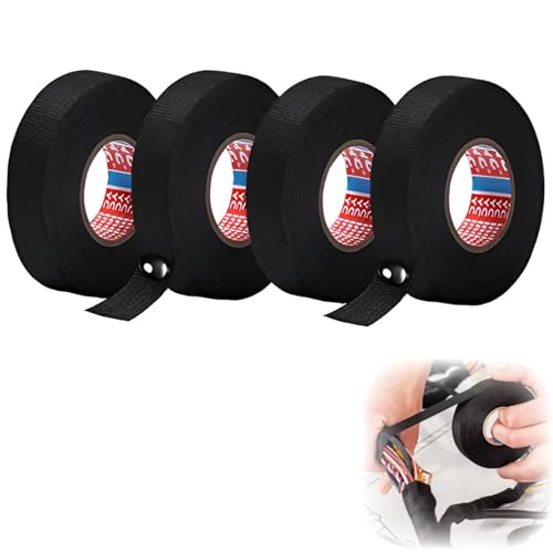 4 Stück 19mm x 12m Kabelbaum Klebeband,Gewebeband,Gewebeklebeband,Filzband,Gewebeband Schwarz,Stoffklebeband,Stoff Klebeband,Kabel Isolierband,für Kabelbäume,Haushalt Motorrad 4 Stück 19mm x 12m Kabelbaum Klebeband,Gewebeband,Gewebeklebeband,Filzband,Gewebeband Schwarz,Stoffklebeband,Stoff Klebeband,Kabel Isolierband,für Kabelbäume,Haushalt Motorrad von banjiabb