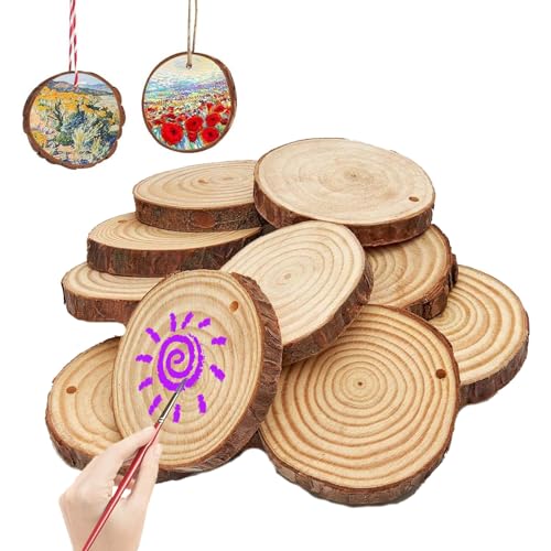 40 Stück Holzscheiben Klein,Holzscheiben,4-5cm Durchmesser Holz Log Scheiben,Holzscheiben mit loch,Holzscheiben Zum Basteln,Holzscheibe,Kleine Holzscheiben,für DIY Basteln festliche Dekorationen von banjiabb