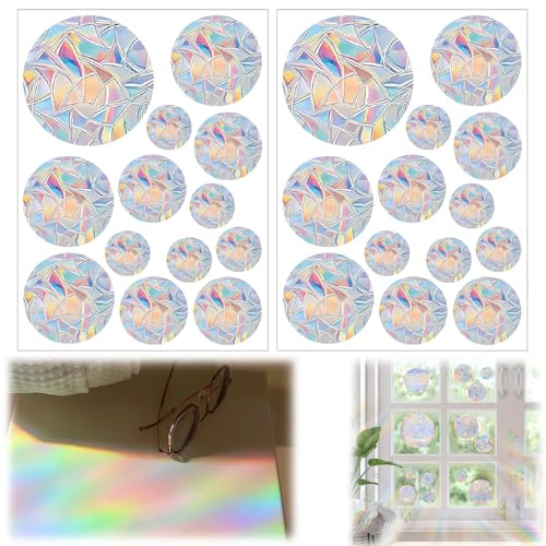 banjiabb 26 Stück Runde Prisma Sticker, Vogelschutz Sticker, Multicolor, PVC, Wiederverwendbar, Outdoor, Vogel, Prisma-Design und Suncatcher-Effekt banjiabb 26 Stück Runde Prisma Sticker, Vogelschutz Sticker, Multicolor, PVC, Wiederverwendbar, Outdoor, Vogel, Prisma-Design und Suncatcher-Effekt von banjiabb