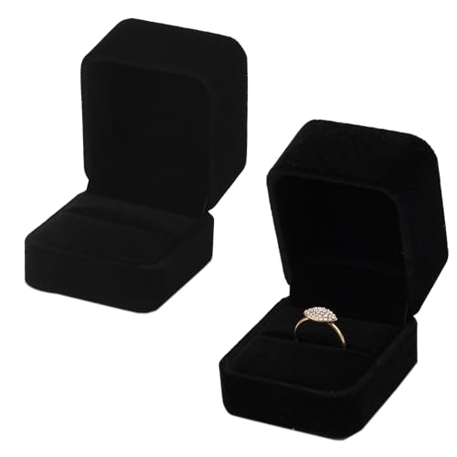 banjiabb Schmuck Etui Für Ring,Ring Box,Ringschatulle,Verlobungsring Box,Ringschachtel,Ringschatulle Verlobung,Etui Anhänger Boxen Für Hochzeit Verlobung Valentinstag(Schwarz) von banjiabb