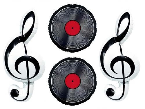 Schallplatten-Luftballons + Violinschlüssel-Ballons/Schallplatten-Wanddekor/Retro-Musik-Party-Dekorationen für 80er-90er-Disco, Tayl-Sänger-Party, Musiker-Geburtstag, Chor, Luau, Halloween von baoonworlld
