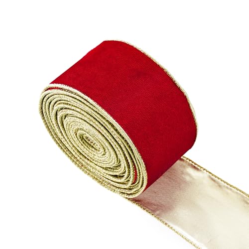 baotongle Rotes Samtband mit Draht, Samtband für Weihnachtsbaum, Geschenkverpackung, Dekoration, Schleifen, Basteln, Kränze, Rot, 6,3 x 9,1 m baotongle Rotes Samtband mit Draht, Samtband für Weihnachtsbaum, Geschenkverpackung, Dekoration, Schleifen, Basteln, Kränze, Rot, 6,3 x 9,1 m von baotongle