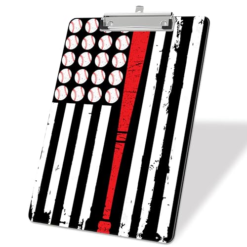 Klemmbrett mit Baseball-Flagge, Kunststoff, A4, dekoratives Kunststoff-Klemmbrett für Lehrer, Sozialarbeiter, Studenten, Bürobedarf, 8 x 12 cm Klemmbrett mit Baseball-Flagge, Kunststoff, A4, dekoratives Kunststoff-Klemmbrett für Lehrer, Sozialarbeiter, Studenten, Bürobedarf, 8 x 12 cm von bassyil
