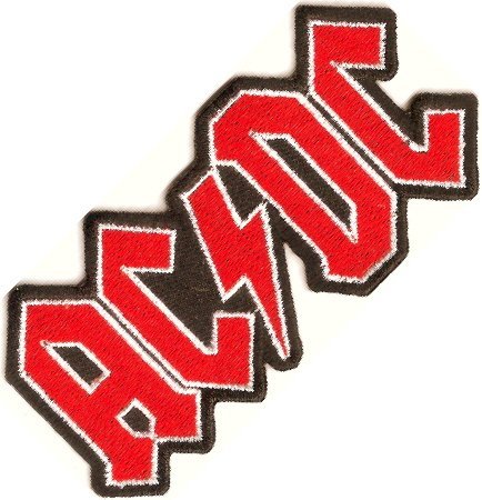 AC/DC Aufnäher Bügelbild Aufbügler Iron on Patches Applikation Biker Kreuz Chopper von basteln4u