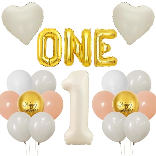 1. Geburtstag Dekorationen für Mädchen Jungen – 101,6 cm beige Zahl Alter 1 Luftballon, 101,6 cm Gold Buchstabe 1 und Liebe Folienballons für Kinder erster Geburtstag Party Dekoration Supplies 1. Geburtstag Dekorationen für Mädchen Jungen – 101,6 cm beige Zahl Alter 1 Luftballon, 101,6 cm Gold Buchstabe 1 und Liebe Folienballons für Kinder erster Geburtstag Party Dekoration Supplies von batnite