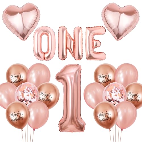 1. Geburtstag Dekorationen für Mädchen – Roségold Zahl Alter 1 Luftballon, 101,6 cm Buchstabe eins und Liebe Folienballons für Mädchen erster Geburtstag Party Dekoration Supplies Babyparty 1. Geburtstag Dekorationen für Mädchen – Roségold Zahl Alter 1 Luftballon, 101,6 cm Buchstabe eins und Liebe Folienballons für Mädchen erster Geburtstag Party Dekoration Supplies Babyparty von batnite