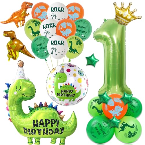 Dinosaurier Geburtstagsdeko Luftballons (Grün 1 Jahr alt) von batnite