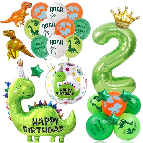 Dinosaurier Geburtstagsdeko Luftballons (Grün 2 Jahre alt) von batnite