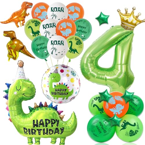 Dinosaurier Geburtstagsdeko Luftballons (Grün 4 Jahre alt) von batnite