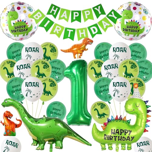 Dinosaurier Geburtstagsdeko Luftballons Jungen Kit (Grün 1st) von batnite