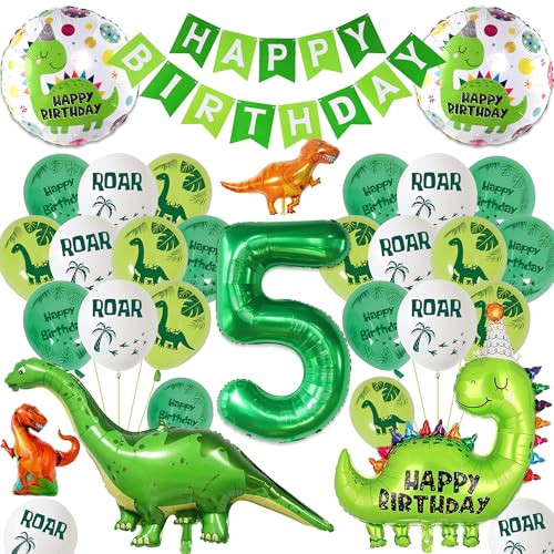 Dinosaurier Geburtstagsdeko Luftballons Jungen Kit (Grün 5th) von batnite