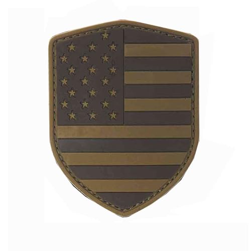 3D PATCH USA AMERIKA Flagge Wappen SKULL American Flag Klettpatch Army Military FahneTaktisch Emblem AUFNÄHER HAKENKLETT GUMMI ABZEICHEN AUSRÜSTUNG (3790-Schild-Desert) von baum-m gmbh