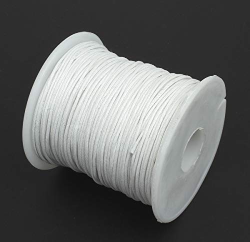 (Grundpreis1m=0,07€) 75m Baumwollband 1mm weiß Creme Baumwollschnur Baumwollkordel gewachst rund von beadsvision
