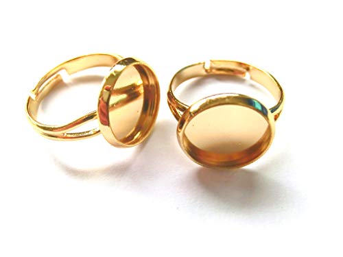 10 Ringrohlinge für 12mm Cabochons Ringe Rohlinge verstellbar Farbwahl silber gold bronze platin (gold) von beadsvision