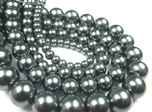 100 Glaswachsperlen grau 8mm Glasperlen Kugeln rund Perlen Glas von beadsvision